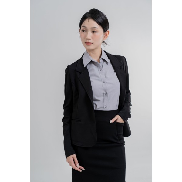 Notched Collar Single-Button Blazer