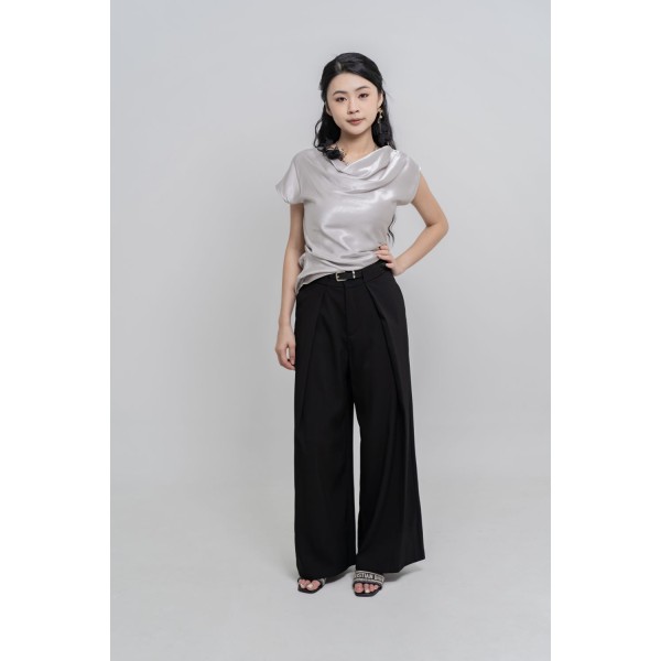 Belted Pleated Wide Leg Pants
