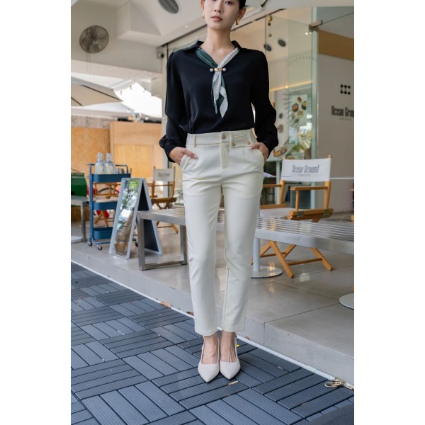 Button Tab Slim Pants