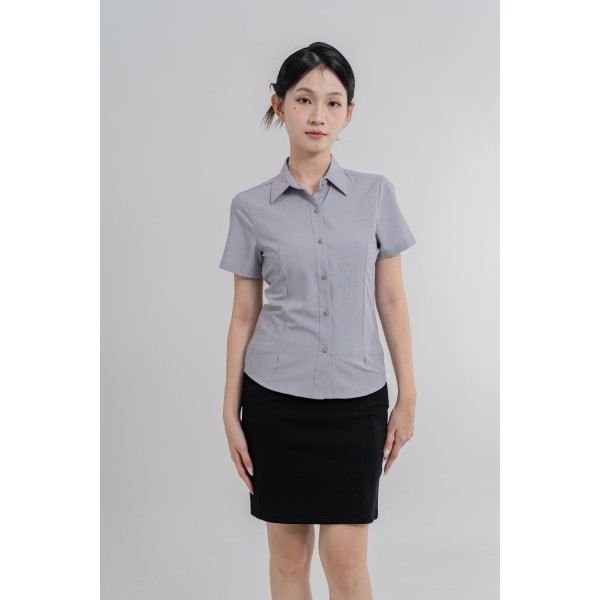 Short Sleeves Collar Shirt with Front and Black Darts Short Sleeves Collar Shirt with Front and Black Darts