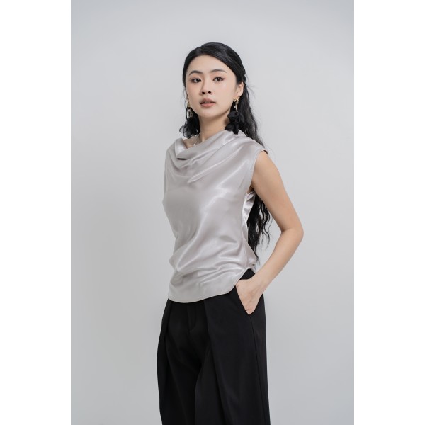 Draped Front Sleeveless Top