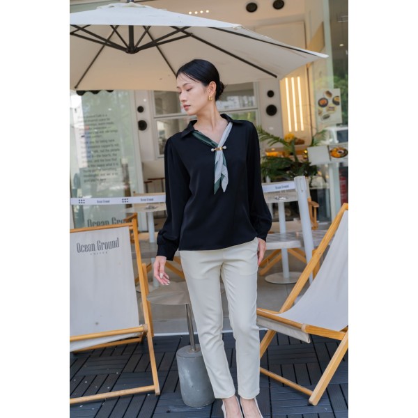 Long Sleeve Blouse With Scarf