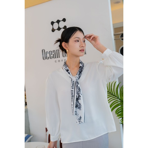 Long Sleeve Blouse With Scarf