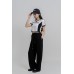 Ruffle Waist Wide Leg Pants