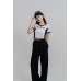 Ruffle Waist Wide Leg Pants