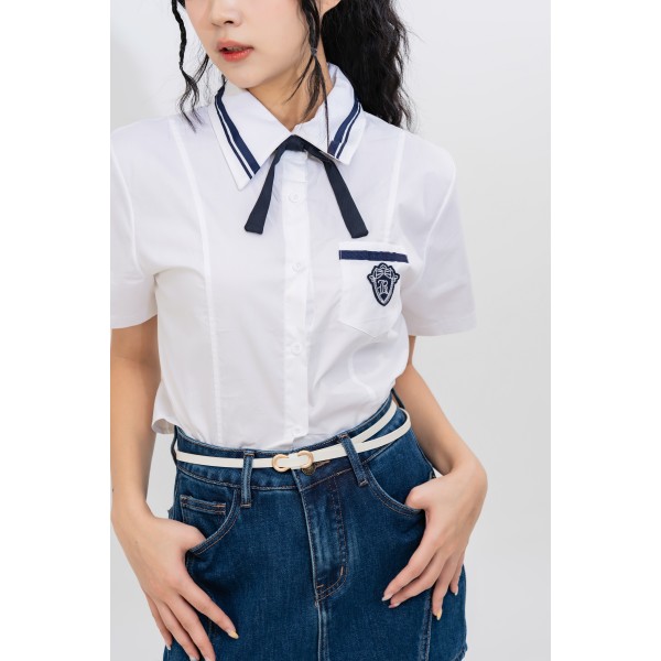 Preppy Cropped Uniform Shirt