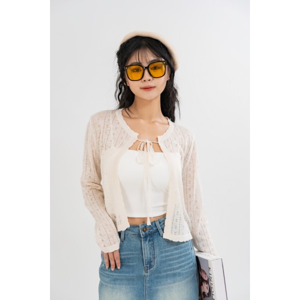 Tie Front Open Cardigan