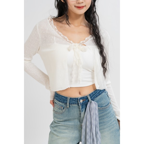 Lace Collar Crop Top