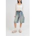 Denim Cropped Wide Leg Pants