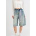 Denim Cropped Wide Leg Pants
