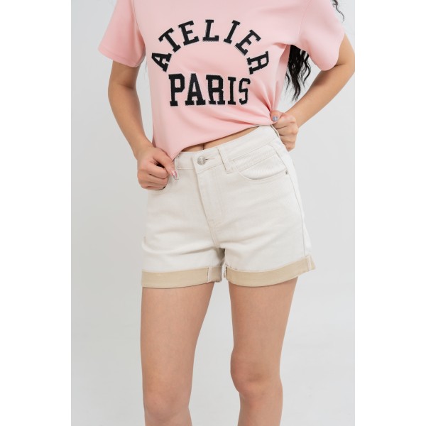 Denim Roll Up Hem Shorts