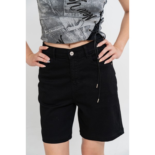 Black Denim Bermuda Shorts
