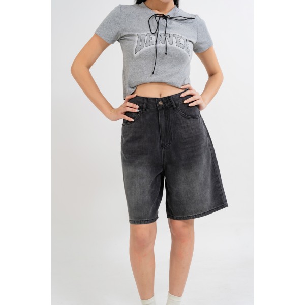 Dark Grey Denim Bermuda Shorts