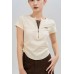 Zipper Front Casual Short Sleeve Top