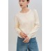 Round neck knitted long sleeve cardigan