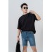 Scratch Effect Denim Shorts