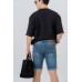 Scratch Effect Denim Shorts