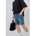 Scratch Effect Denim Shorts