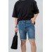 Scratch Effect Denim Shorts