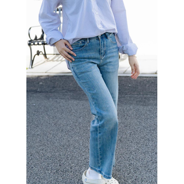 Straight-leg denim trousers