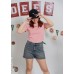 High waist loose denim shorts