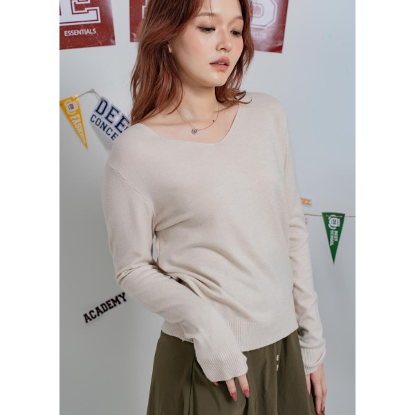 V-neck long sleeves knitted top