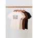 Full-shouldered, high-necked, lettered crop top
