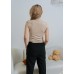 Full-shouldered, high-necked, lettered crop top