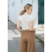 Chain-knit half-turtleneck short-sleeved top