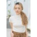 Chain-knit half-turtleneck short-sleeved top