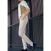 Narrow-legged open V pants