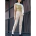Narrow-legged open V pants