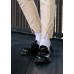 Narrow-legged open V pants