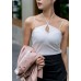 White suspender sleeveless top