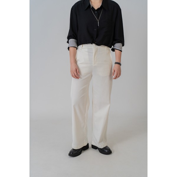 Fold Over Waist Straight Pants