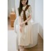 Semi-rubber maxi skirt with front buttons
