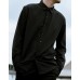 Solid Button Front Curved Hem Shirt