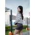 Horizontal striped long-sleeved top