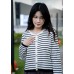 Horizontal striped long-sleeved top