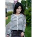 Horizontal striped long-sleeved top