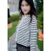 Horizontal striped long-sleeved top