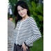 Horizontal striped long-sleeved top