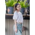 Double-sided drawstring dropped-shoulder top