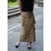 Drawstring cargo maxi skirt