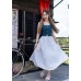 Rubber maxi skirt with double side pockets