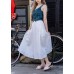 Rubber maxi skirt with double side pockets