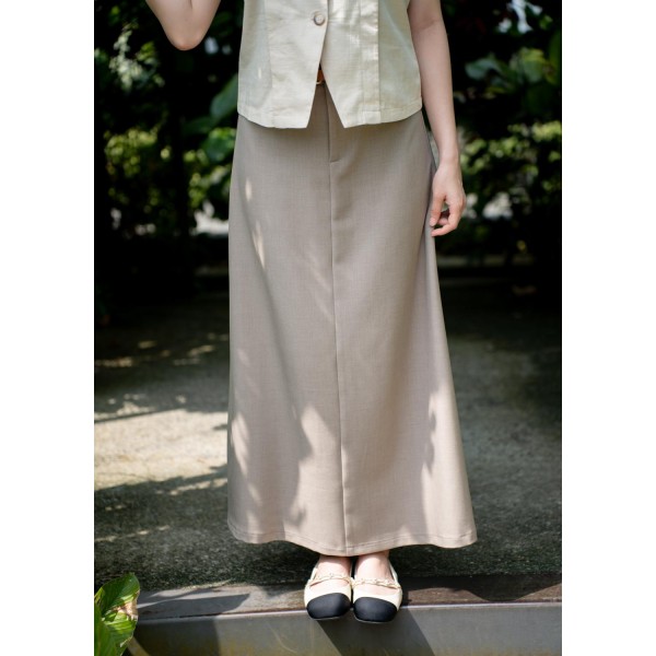 A-line belt maxi skirt
