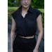 Double-pocket reverse collar top