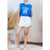 Denim front double pocket skirt