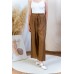 Straight-leg ruffled elastic drawstring trousers